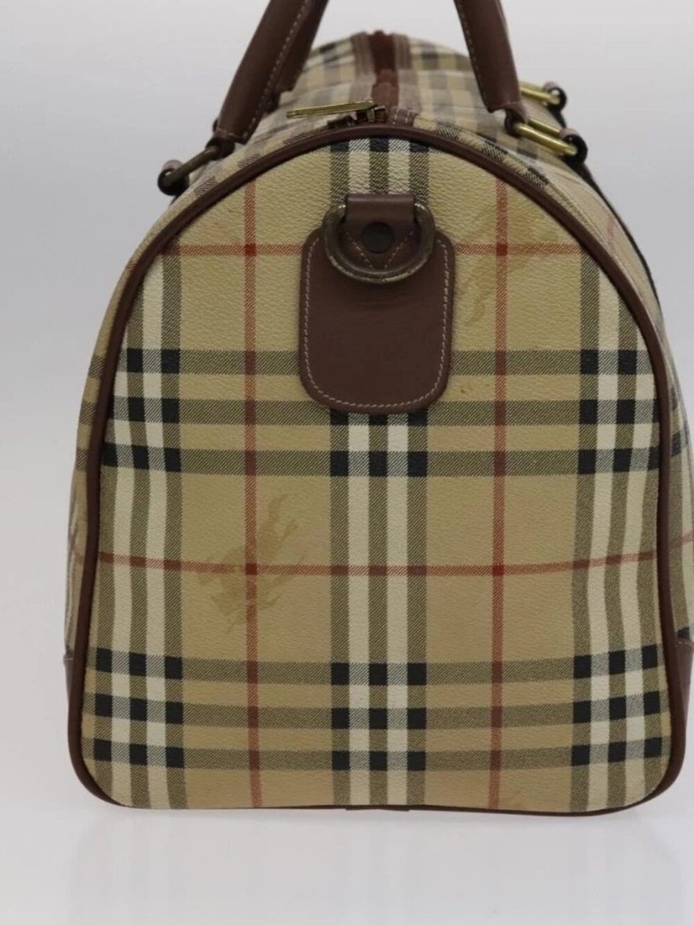 Burberrys Nova Check Boston Bag PVC Leather 2way Beige Auth ac3563 - Picture 6 of 16